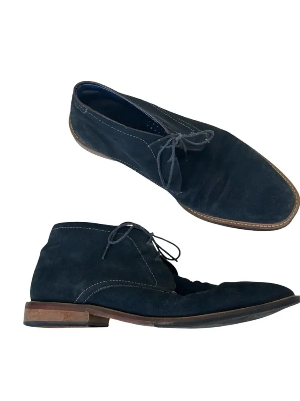 Ted Baker Blue Suede Leather Chelsea Ankle Boots Mens 12 Work Career Dressy